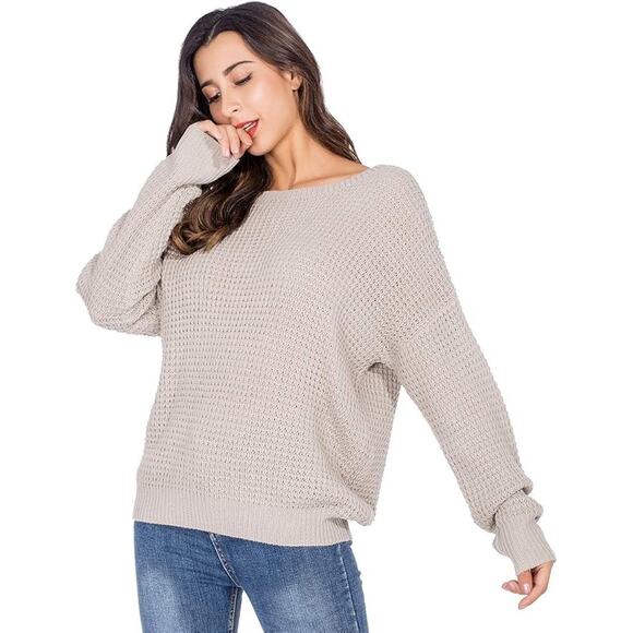 Criss Cross Back Loose Knitted Pullover Sweater XL - Picture 2 of 5